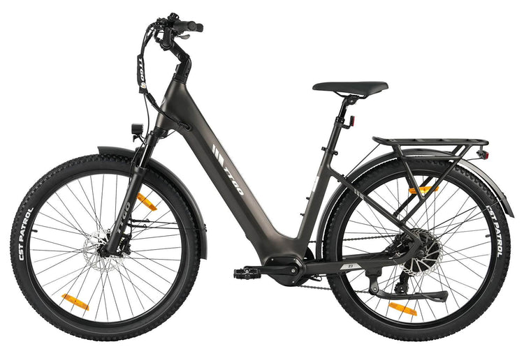 TTGO Z3 27.5-inch electric mountain bike with low frame in white, brown, and black colors