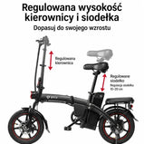 Składany czarny elektryczny rower DYU A5 z 14-calowymi kołami i wyjmowaną baterią