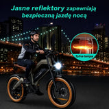 brązowy rower elektryczny terenowy DYU M20 z dużym zasięgiem i mocnym silnikiem 250W