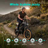 brązowy rower elektryczny terenowy DYU M20 z dużym zasięgiem i hydraulicznymi hamulcami tarczowymi