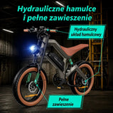 rower elektryczny terenowy DYU M20 w kolorze brązowym z aluminiową ramą i 20-calowymi kołami