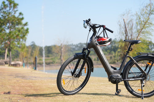 Elektrowe rower miejski TTGO Z5 z silnikiem centralnym i fioletową ramą